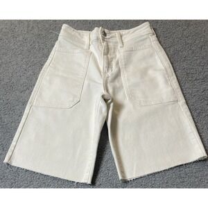 White Cut Off Bermuda Jean Shorts Womens Sz 25 Denim Pockets USA Made Grunge